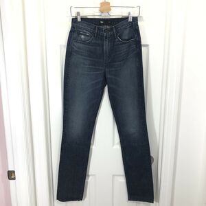 3x1 Women's Medium Wash High Rise Cut Off Raw Hem Straight Leg Jeans Size 26